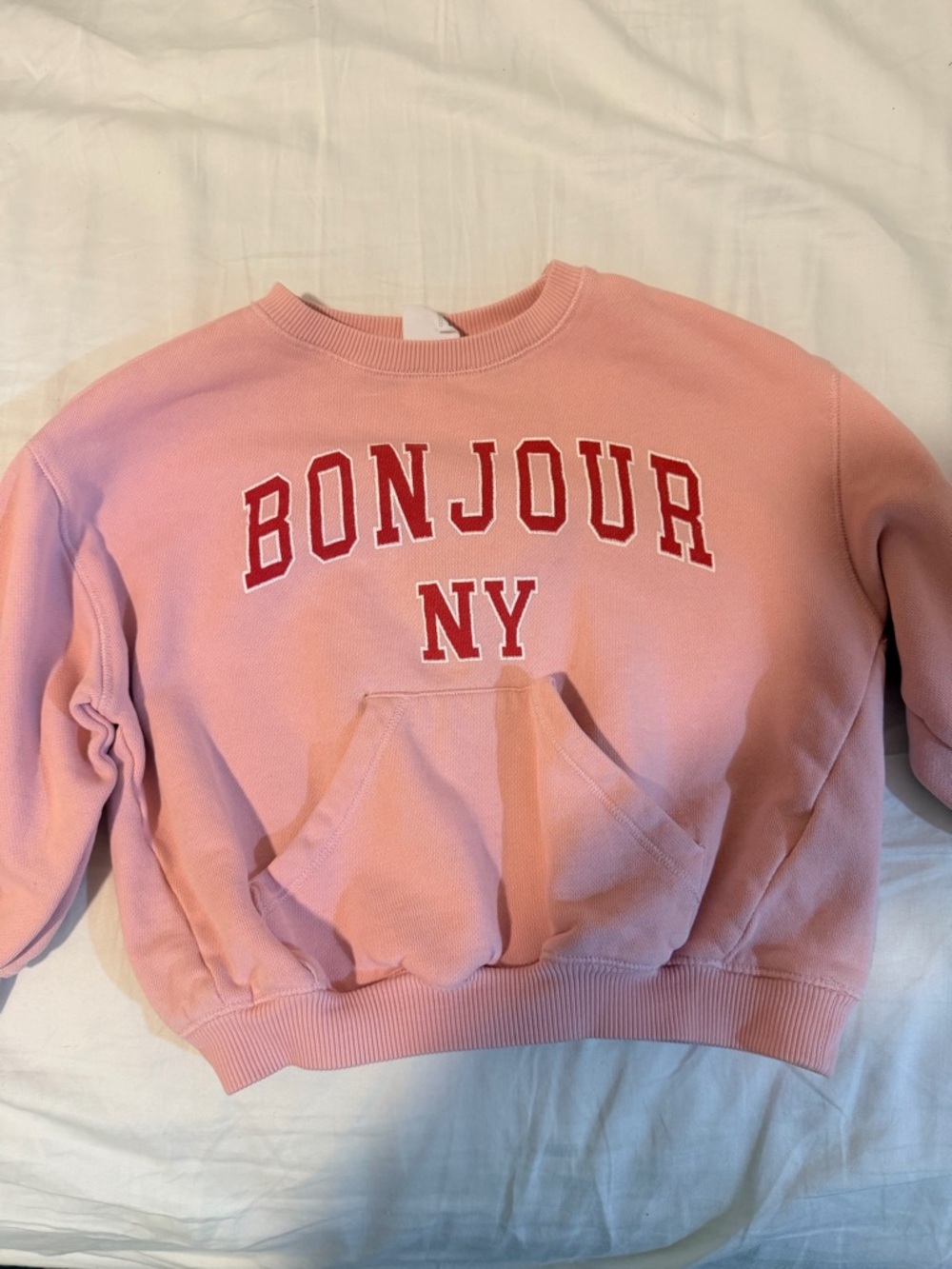 Zara Pink 'Bonjour NY' Graphic Sweatshirt